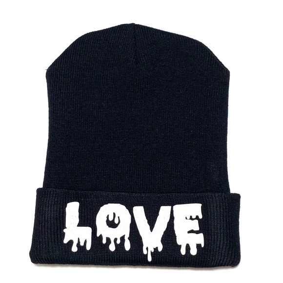 Winter Beanie Skully Hat with Drip Love Quote - Picture 2 of 6